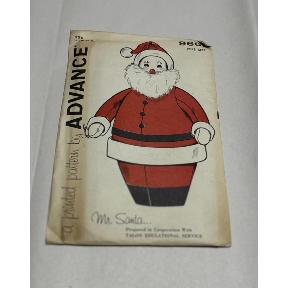 Vintage‎ Advance 9600 Sewing Pattern – Mr. Santa Claus Doll/Stuffed Toy